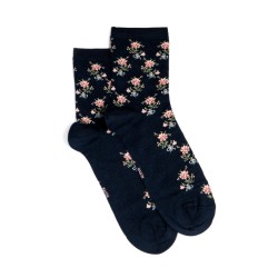 Socquettes fleurs marine coton Maison Broussaud
