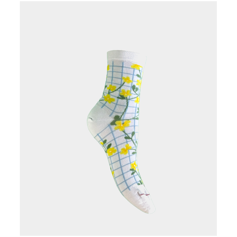 Socquettes fleurs jaune coton Labonal