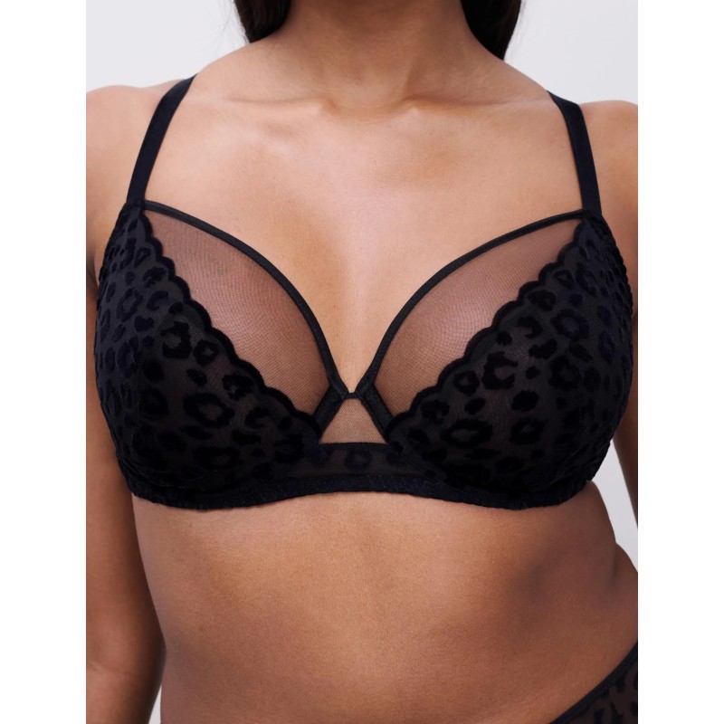 Soutien gorge noir léopard velours Girls Chantelle Pulp