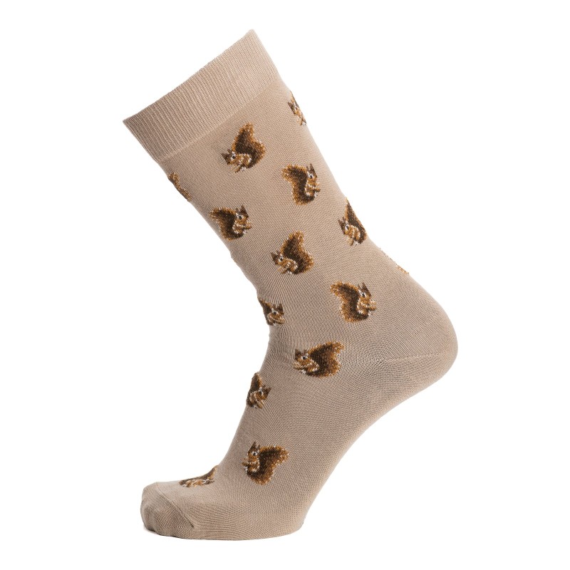 Chaussettes beige coton Écureuils Maison Broussaud