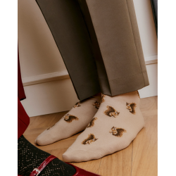 Chaussettes beige coton Écureuils Maison Broussaud