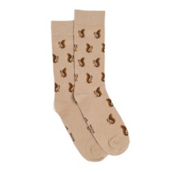 Chaussettes beige coton Écureuils Maison Broussaud