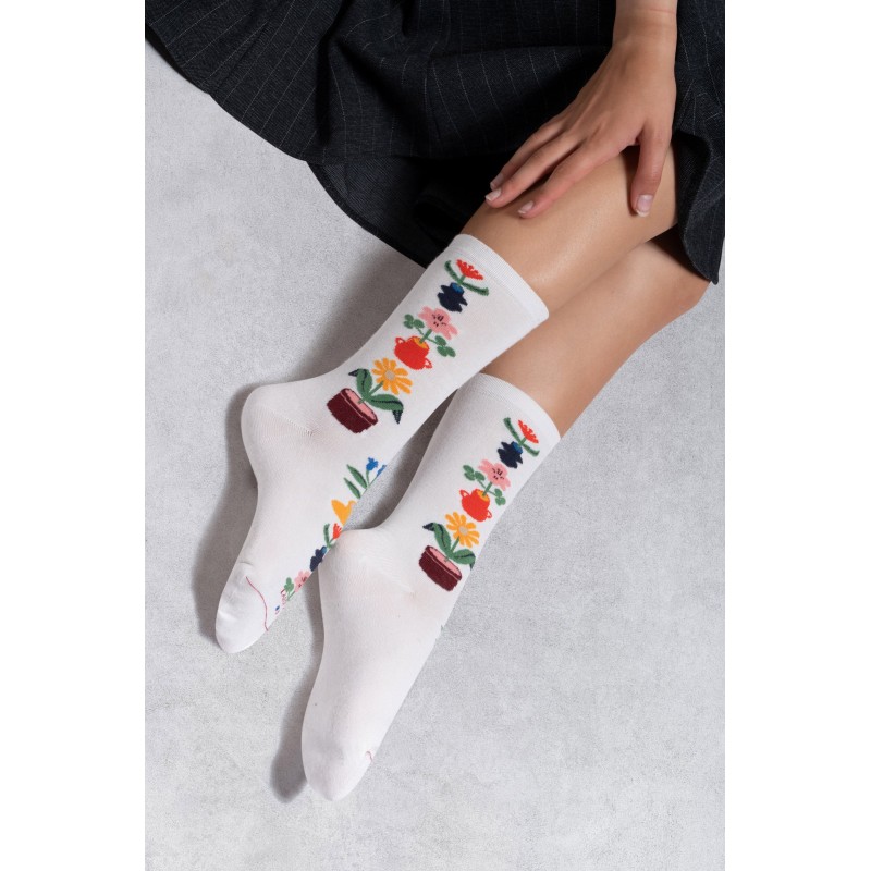 Chaussettes Baguette de fleurs viscose et soie Labonal