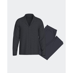 Pyjama boutonné marine coton motifs logos Impetus