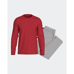 Pyjama rouge et gris rayé coton Impetus