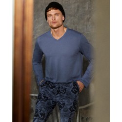 Pyjama bleu motifs cachemire Lyocell Impetus