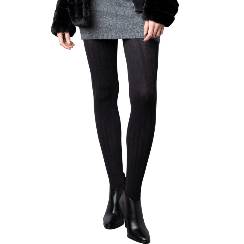 Collant torsades coton noir Le Bourget