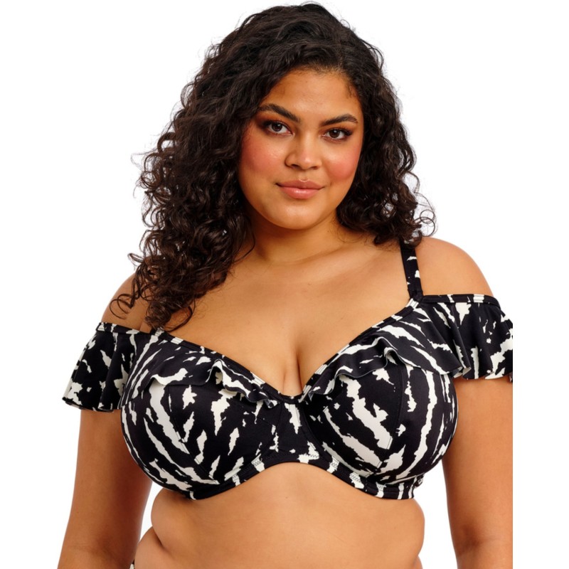 Maillot de bain 2 pièces noir et blanc Echo Shell Elomi