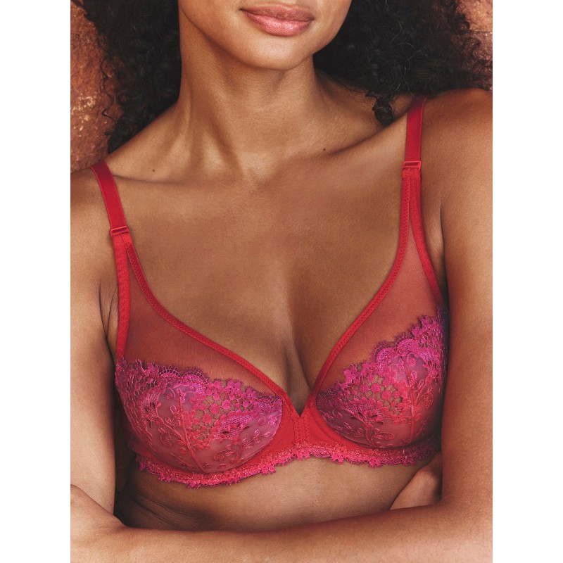 Soutien gorge foulard rouge et rose Wish Simone Pérèle