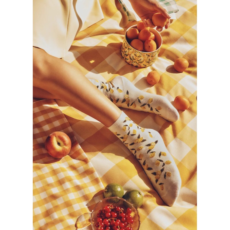 Chaussettes blanc coton Les Citrons Maison Broussaud