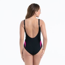 Maillot de bain sport 1 pièce noir et rose Elina Rosa Faia