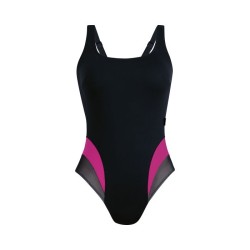 Maillot de bain sport 1 pièce noir et rose Elina Rosa Faia