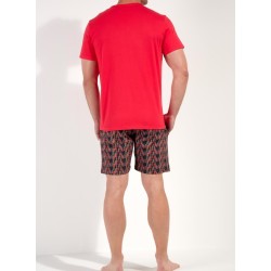 Pyjashort rouge imprimés géométriques Westgate Hom