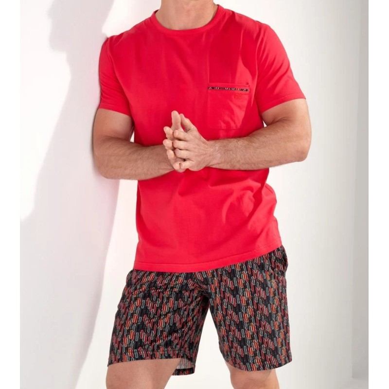 Pyjashort rouge imprimés géométriques Westgate Hom