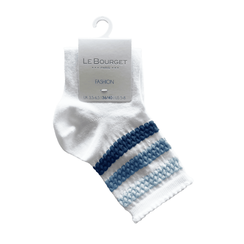 Socquettes coton blanc et bleu Le Bourget