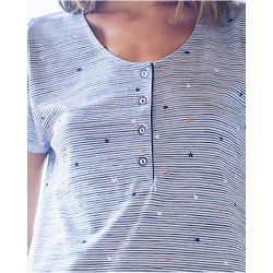 Liquette bleu ciel rayée imprimée étoiles Vania