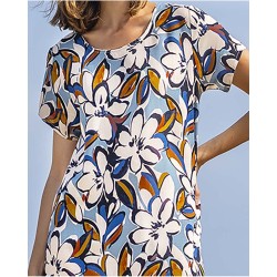 Robe en viscose bleu ciel imprimée florale Vania