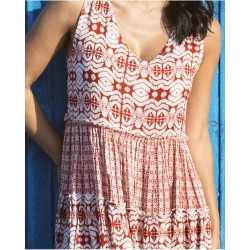 Robe en viscose formes géométriques terracotta Vania