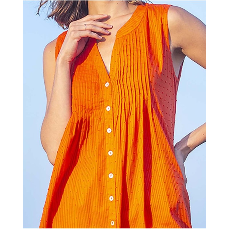 Robe orange 100% coton Vania
