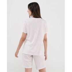 Pyjama court en coton beige imprimé camel Lohé