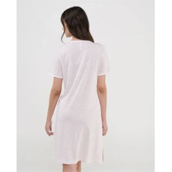 Chemise de nuit en coton beige imprimé camel Lohé
