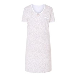 Chemise de nuit en coton beige imprimé camel Lohé
