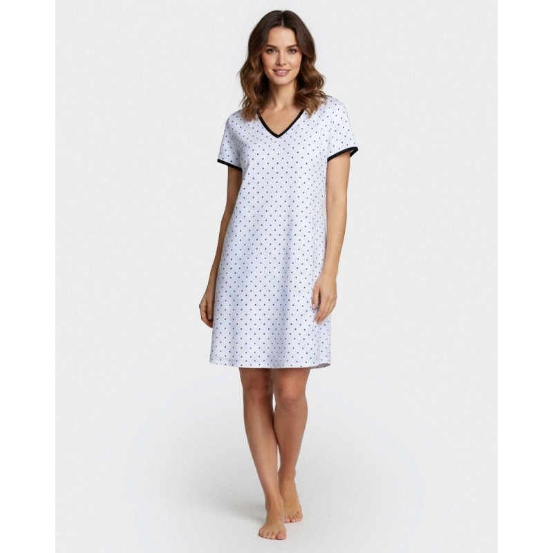 Chemise de nuit en lyocell bleu ciel à pois Impetus