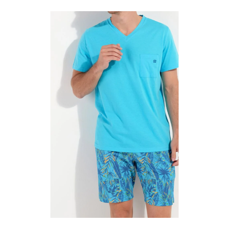Pyjama court bleu ciel Valley Hom